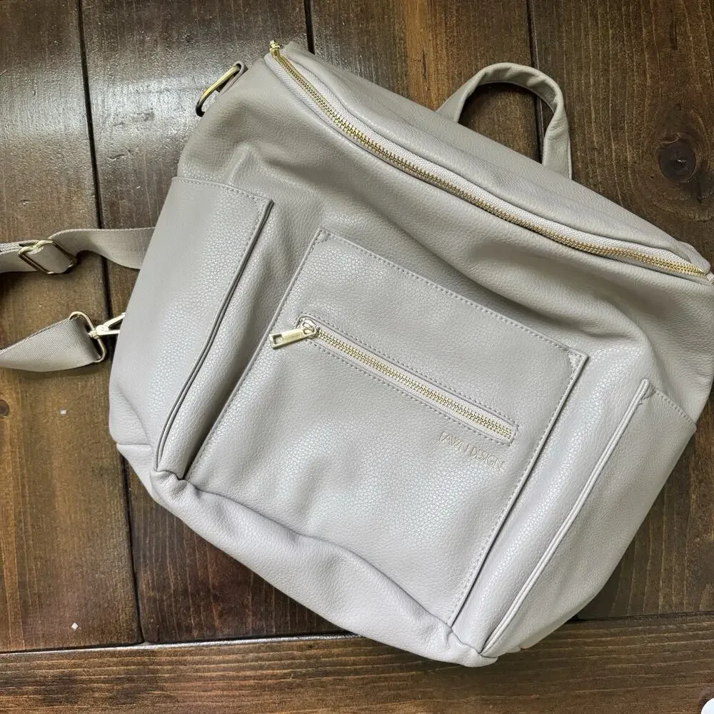 Fawn Design The‎ Original Diaper Bag Vegan Leather Convertible NWOT Gray